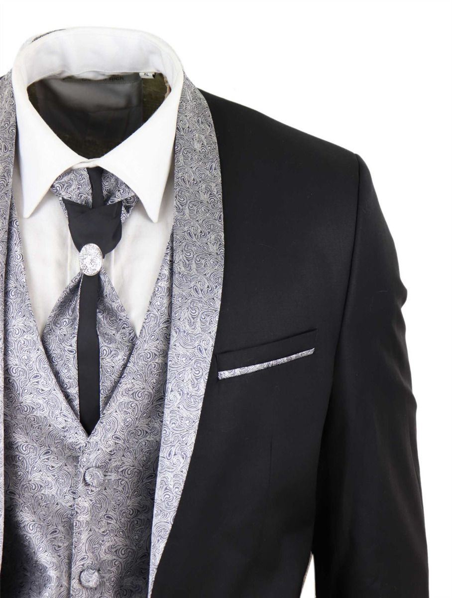 Men's 4 PieceBlack Tailored Wedding Suit