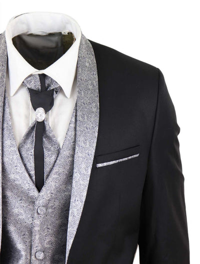 Men's 4 PieceBlack Tailored Wedding Suit