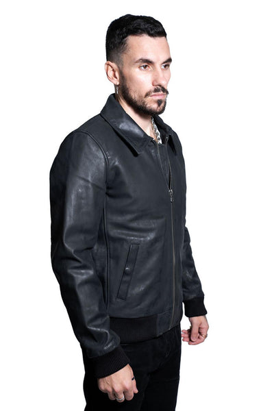 Mens A2 Cowhide Leather Bomber Jacket-Oslo