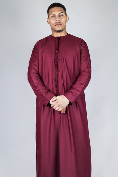 Men's Thobe Emirati Islamic Jubba Robe Eid Tassel Slim Fit