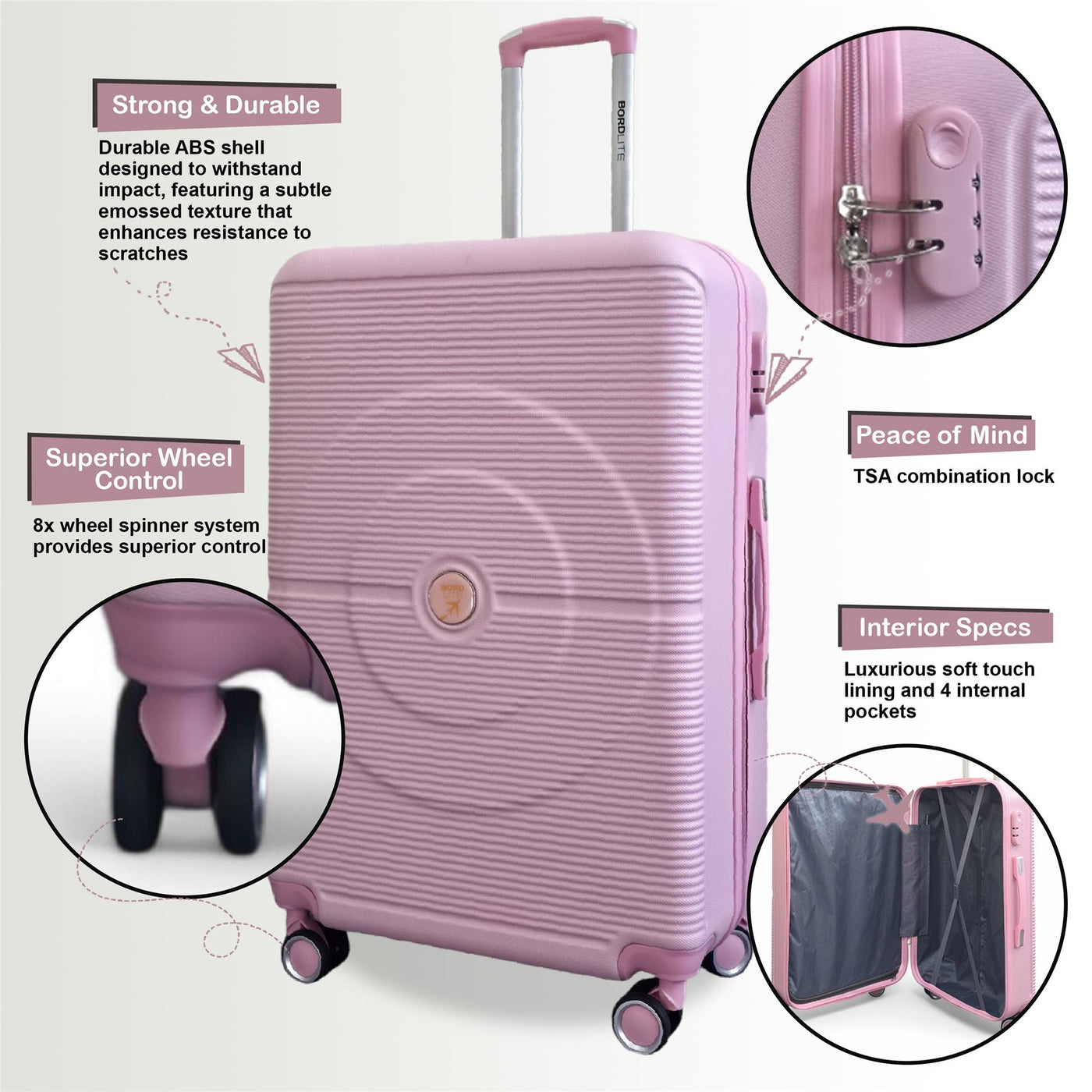Hard Shell ABS Cabin Suitcase 56 x 35 x 20 cm Luggage Suitable for Easyjet, Ryanair