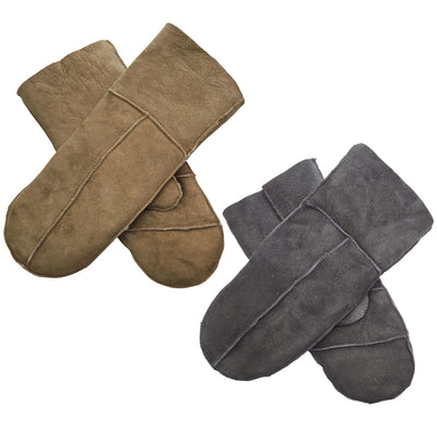 Womens Genuine Real Sheepskin Suede Mittens Warm Gloves