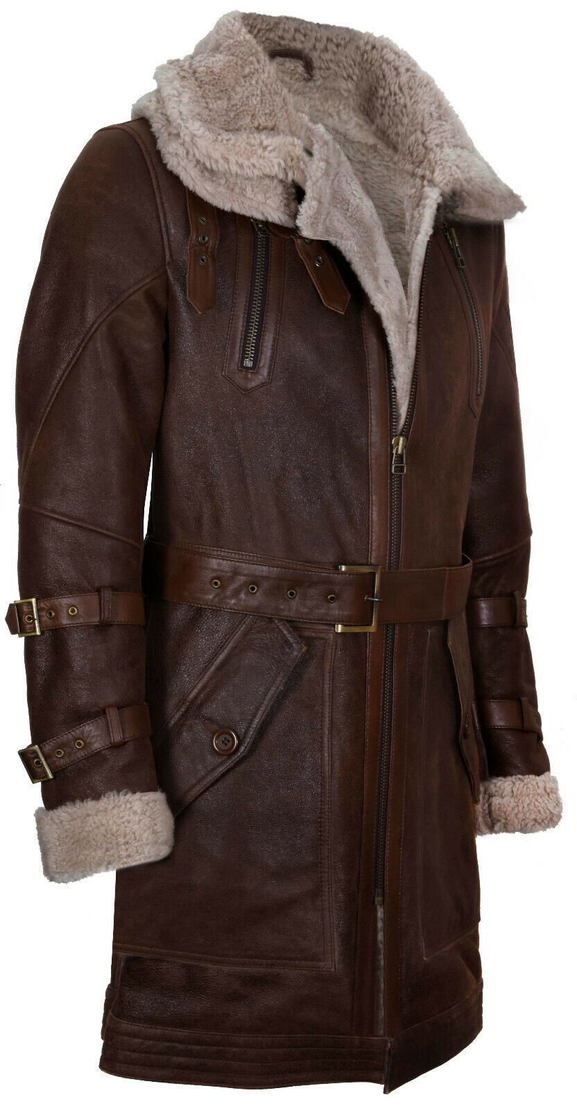 Mens 3/4 Warm Leather Sheepskin Trench Coat-Medina – Infinity Leather