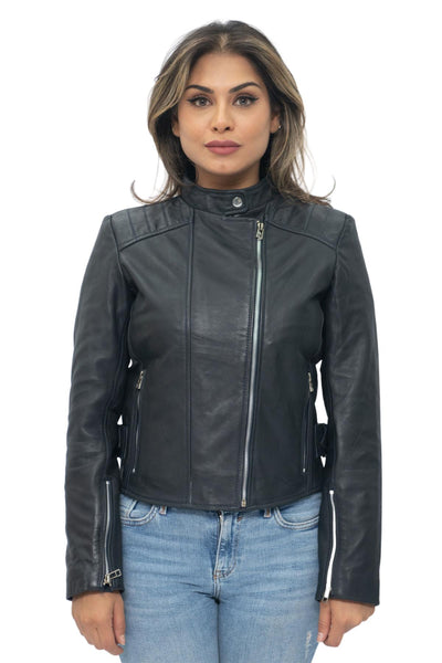 Womens Leather Biker Jacket-Celaya