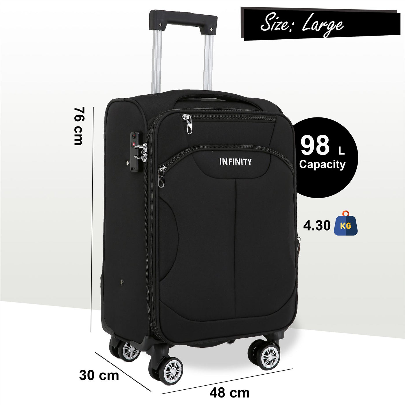 8 Wheel Lightweight Suitcase Luggage TSA Travel Bags Set