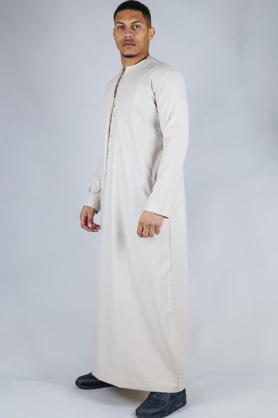 Men's Thobe Emirati Islamic Jubba Robe Eid Tassel Slim Fit