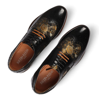 Justin Reess Men's Leather Floral Brogue Shoes - Ross