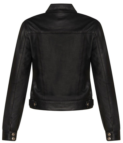 Women's Classic Leather Biker Jacket-Watford - Upperclass Fashions 