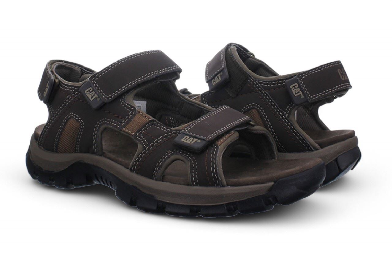 Caterpillar Men's Dark Brown Leather Giles Trekking Sandals