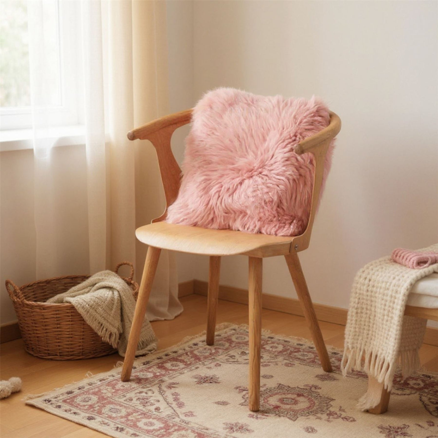 Luxury Genuine Sheepskin  40x40cm Real Wool Single Sided Cushion
