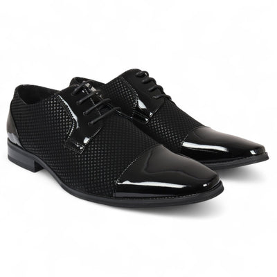 Men's Black Leather Oxford Formal Derby Shoes