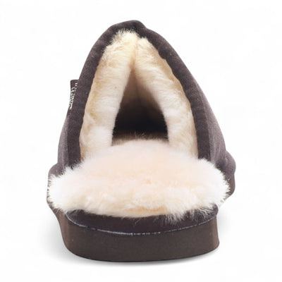 Men's Genuine Sheepskin Brown Suede Mule Winter Warm Non-Slip - Highland