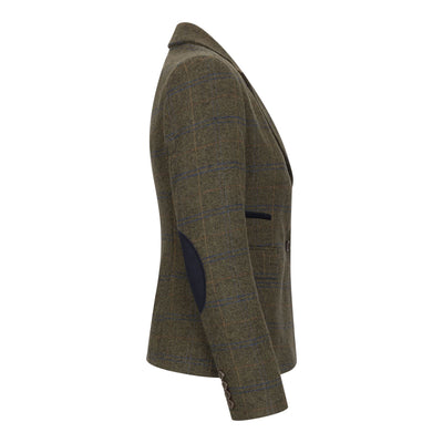 Women's Olive 2 Piece Set Tweed Blazer Waistcoat in Herringbone Check