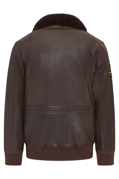 Men's Leather Bomber Sheepskin Collar G-1 Aviator Jacket - Linear