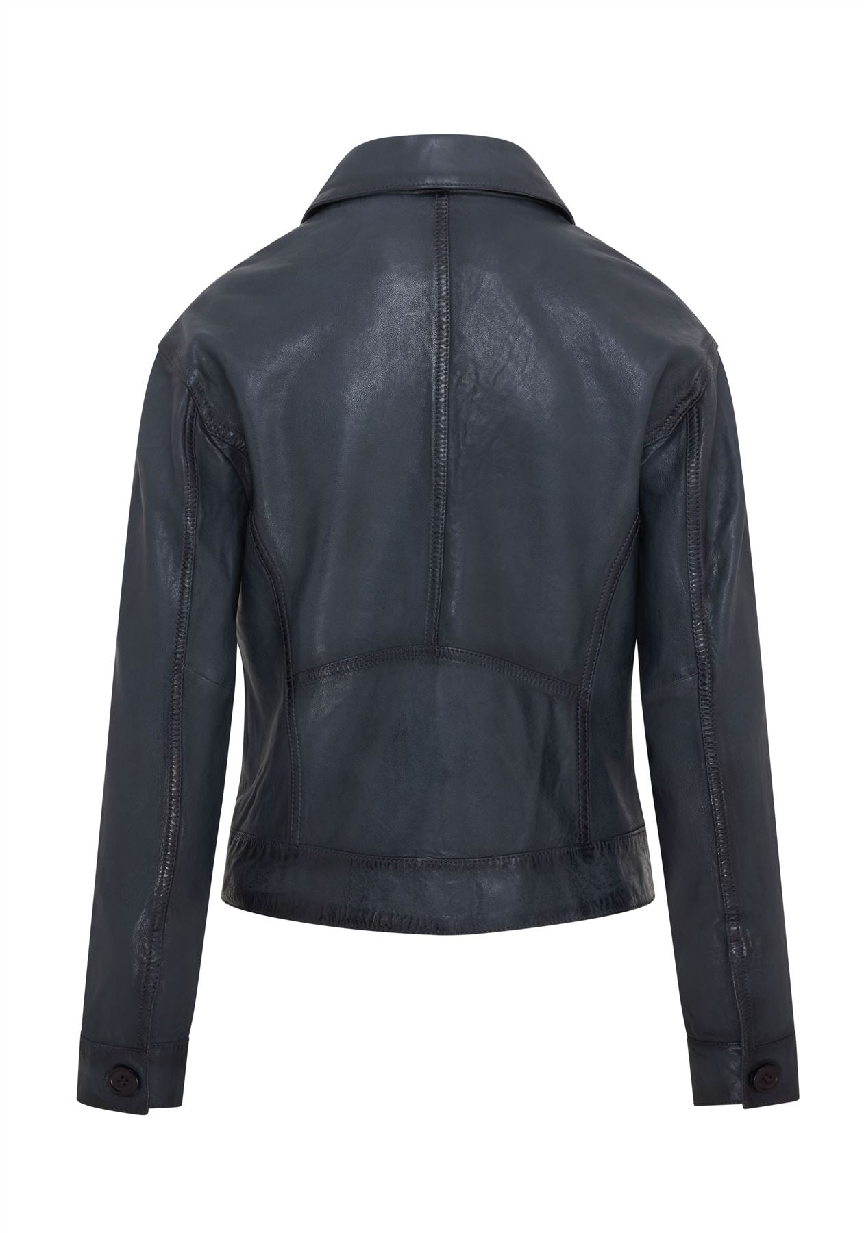 Womens Retro Biker Leather Jacket - Kopervik