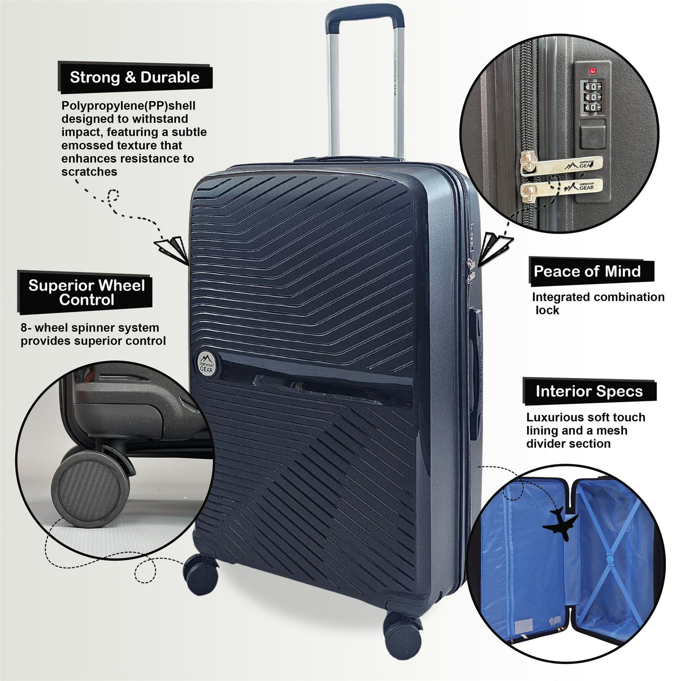 Cabin Suitcase 55 x 35 x 22 cm Hard Shell Luggage