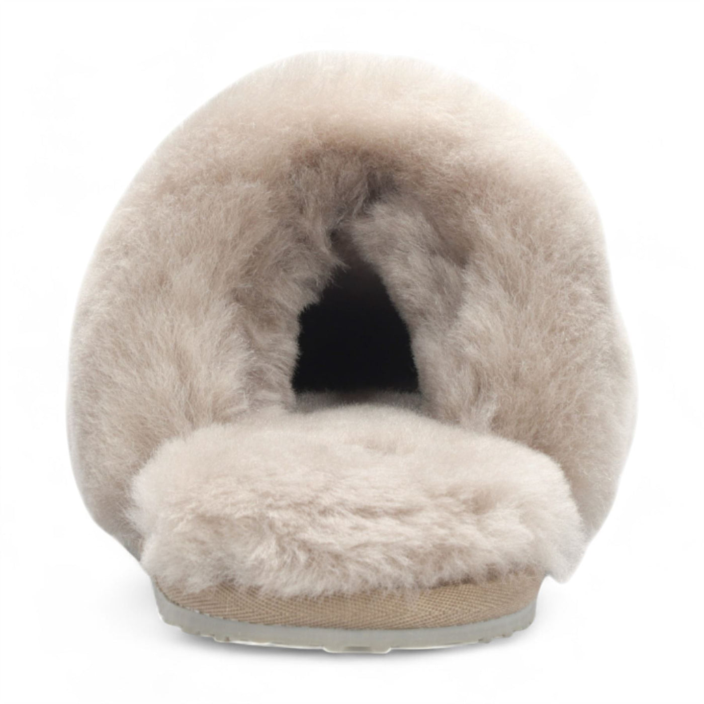 Women's Sheepskin Slippers Taupe Warm Winter Fur Mule - Aurora