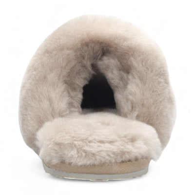 Women's Sheepskin Slippers Taupe Warm Winter Fur Mule - Aurora