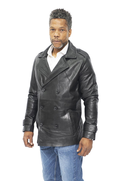 Mens Leather Peacoat-Amara