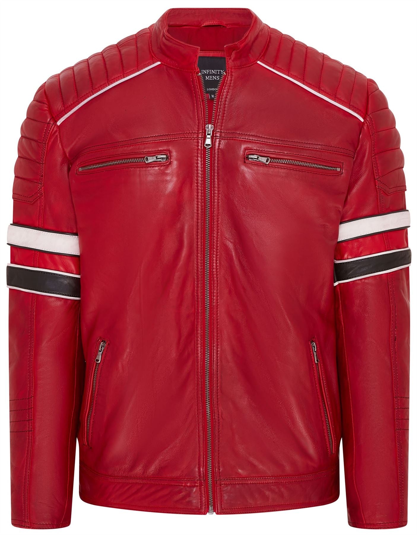 Mens Quilted Leather Biker Racing Jacket- Brevik – Infinity Leather