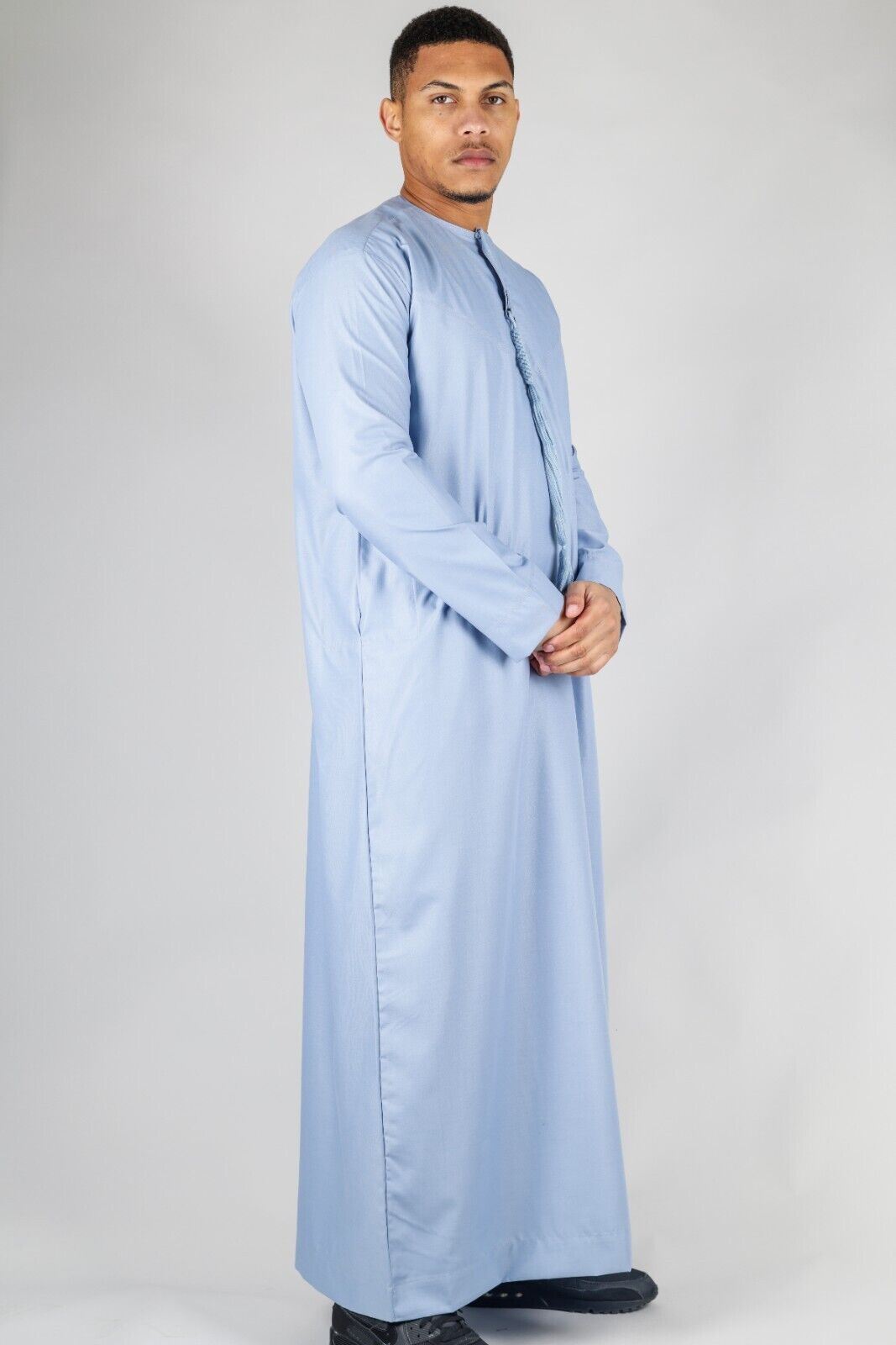 Men's Thobe Emirati Islamic Jubba Robe Eid Tassel Slim Fit