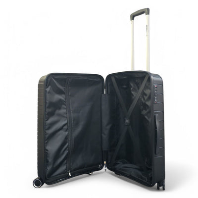 Hard Shell Black PP Dual 4 Wheels Luggage Travel Cabin Holiday Suitcase Set