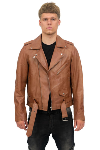 Mens Classic Brando Leather Biker Jacket-Antalya