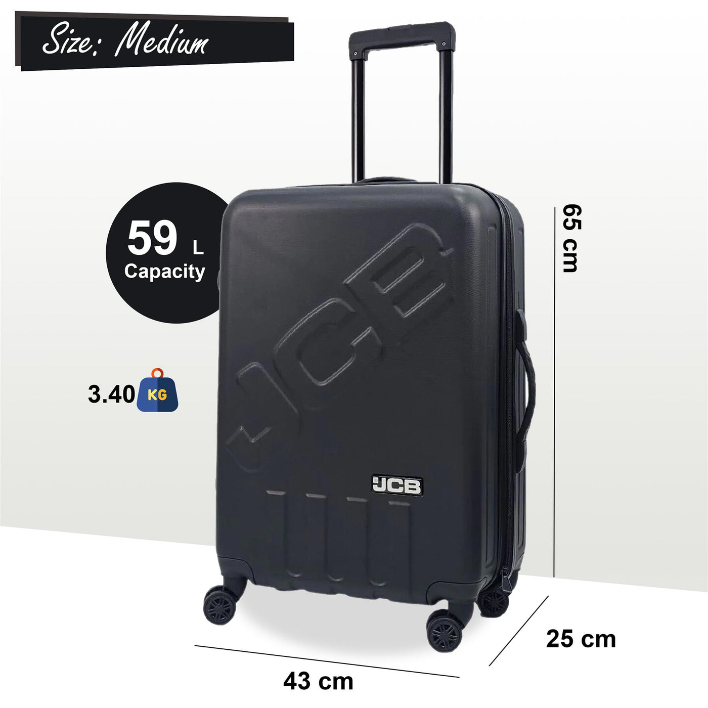 Black Hard Shell Suitcase Set Luggage Travel Bag