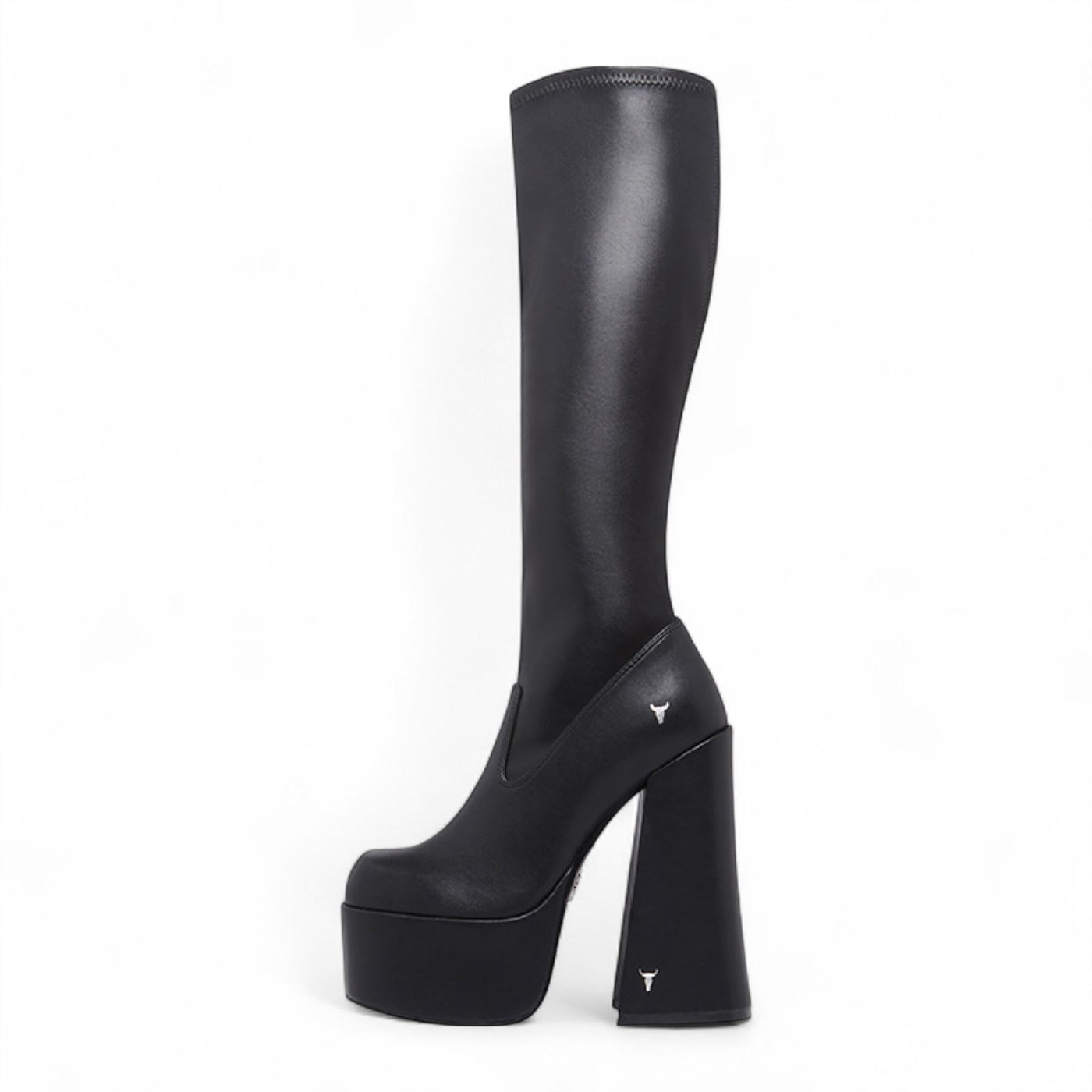 Windsorsmith Womens Black Knee-High Sock Platform Goth Heel Boots - Survival