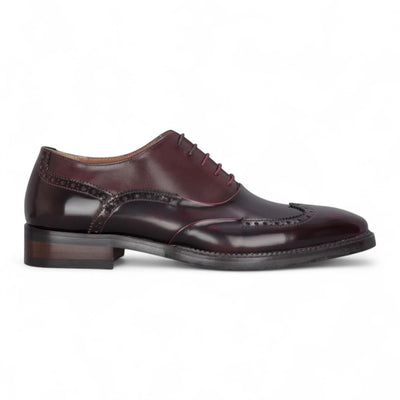 Justin Reess Men's Wine Patent Leather Brogue Formal Shoes - Harry