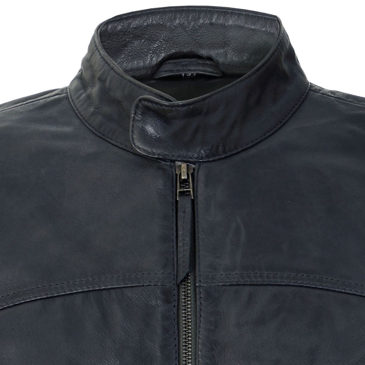 Men’s Classic Fitted Leather Biker Jacket-Austin