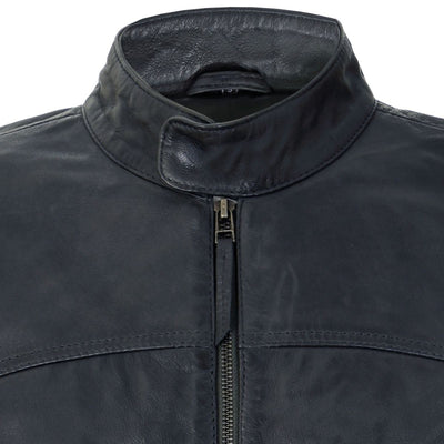 Men’s Classic Fitted Leather Biker Jacket-Austin