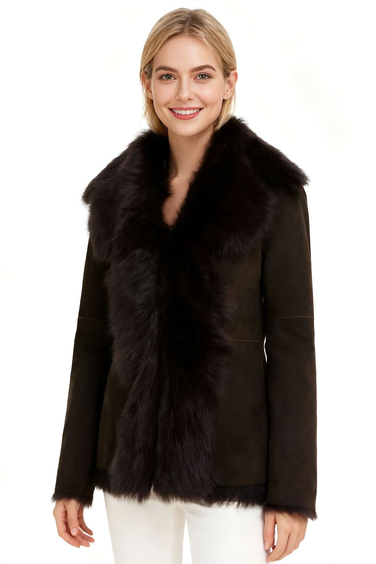 Women's Sheepskin Toscana Shearling Suede Leather Jacket - Noiré