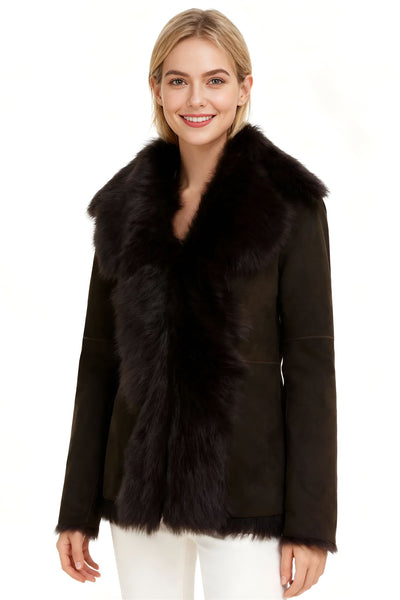 Women's Sheepskin Toscana Shearling Suede Leather Jacket - Noiré
