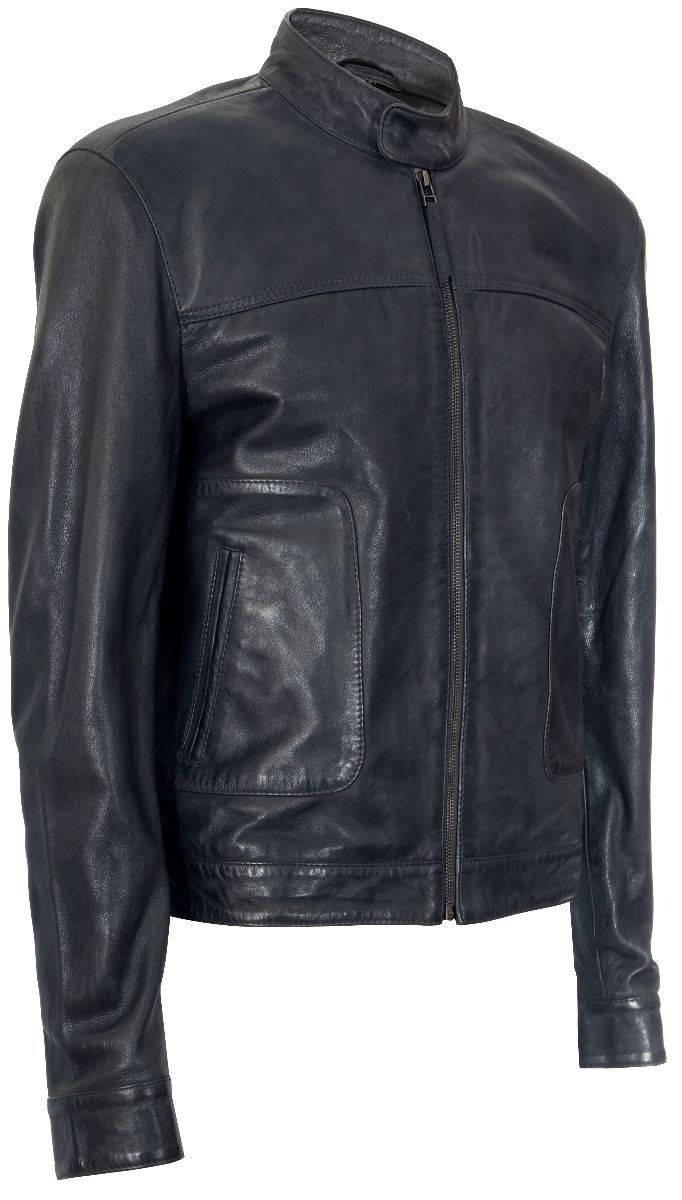 Men’s Classic Fitted Leather Biker Jacket-Austin