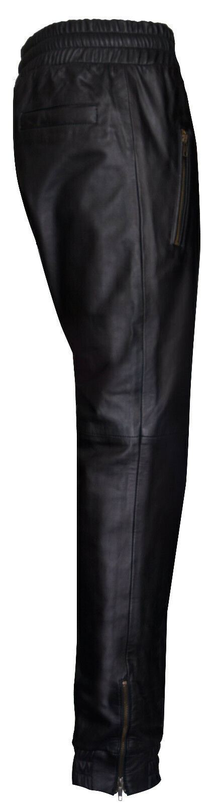 Mens  Leather Jogging Bottoms-Boston