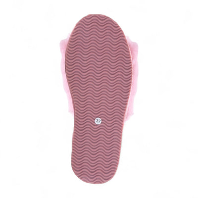 Women's Sheepskin Slippers Pink Warm Winter Fur Sliders - Nordic