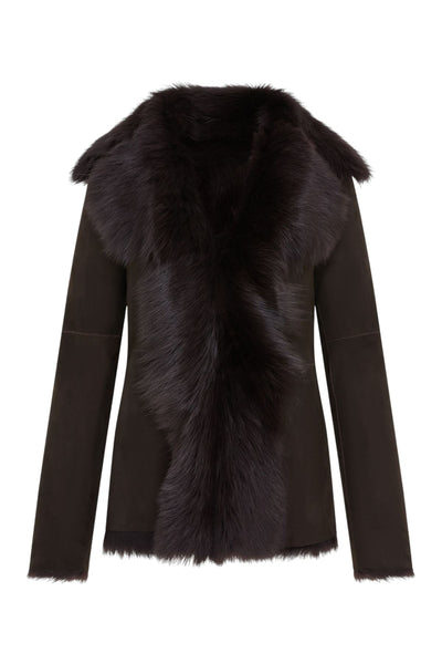 Women's Sheepskin Toscana Shearling Suede Leather Jacket - Noiré