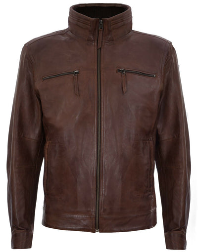 Mens Classic Leather Biker Jacket-Caracas