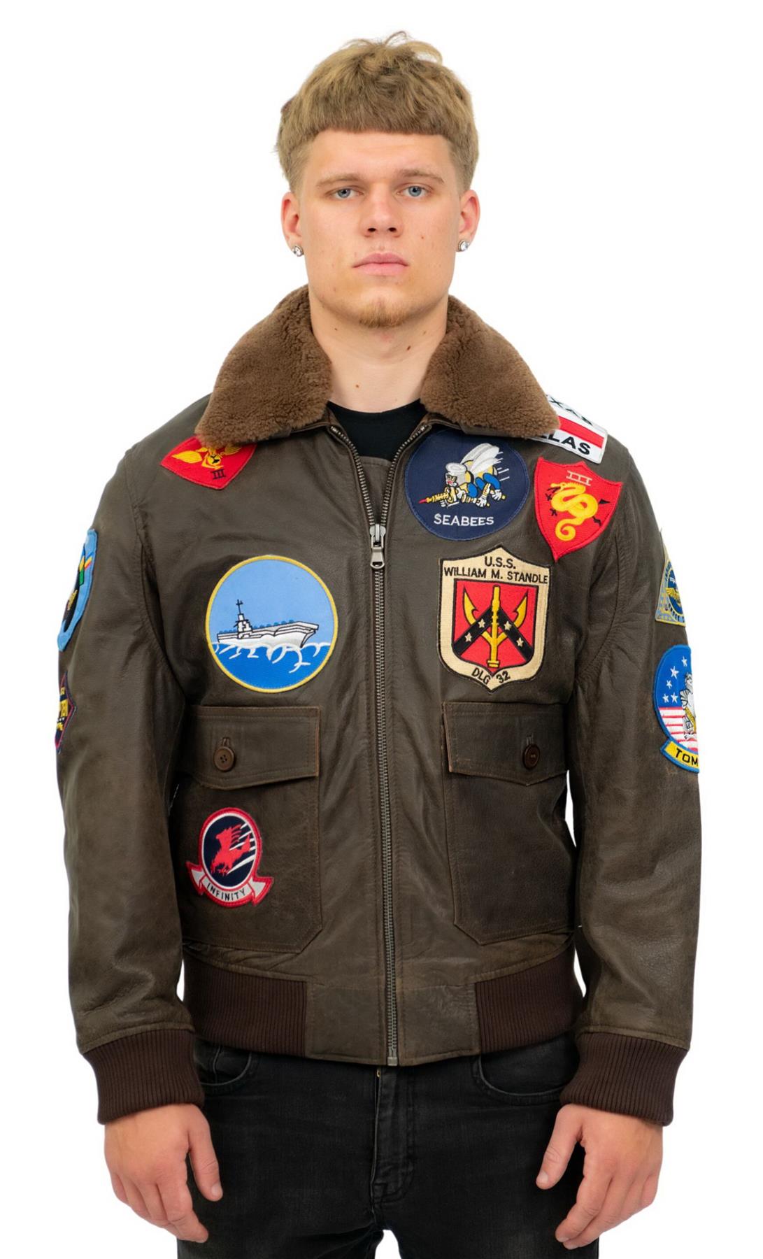 Top Gun A2 Bomberjacke aus Leder für Herren, San Diego 