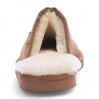 Men's Genuine Sheepskin Chestnut Suede Mule Winter Warm Non-Slip - Highland