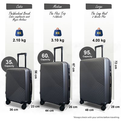 Hardshell Suitcase Set Robust 8 Wheel Luggage Cabin Case Bag