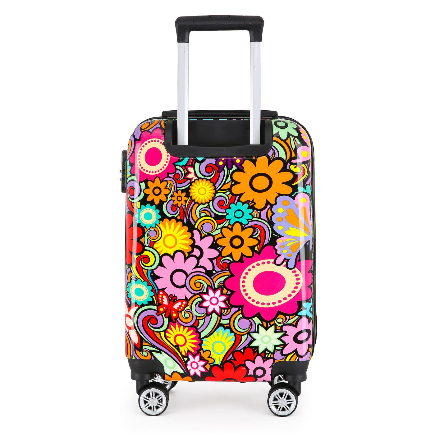 Hardside Shell Suitcase Set Flower Print Luggage Lightweight Cabin Travel Bag
