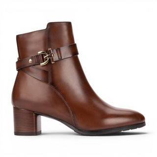 Pikolinos Women's Brown Leather Ankle Heeled Boots - Calafat
