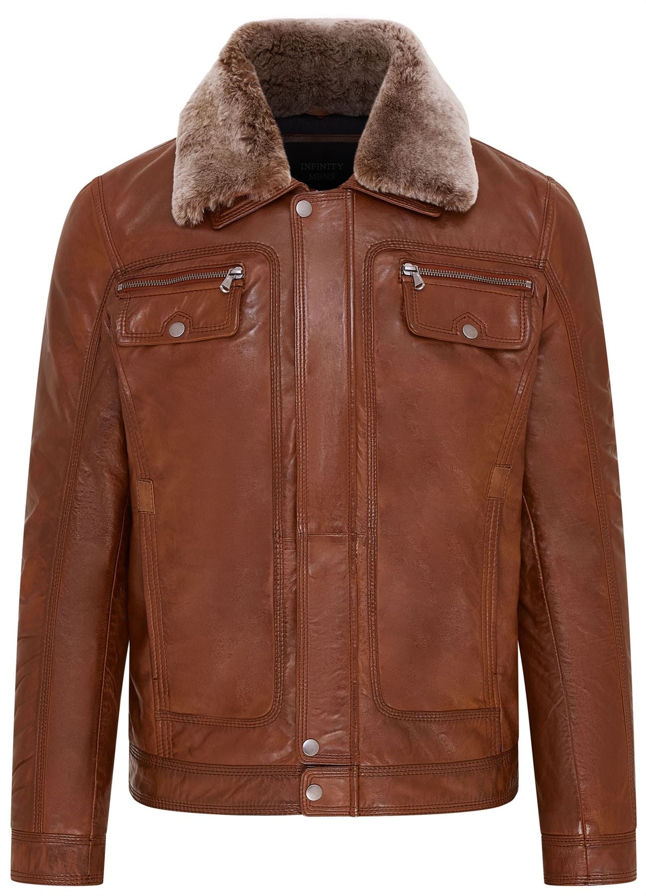 Mens Trucker Shirt Leather Jacket- Tornio