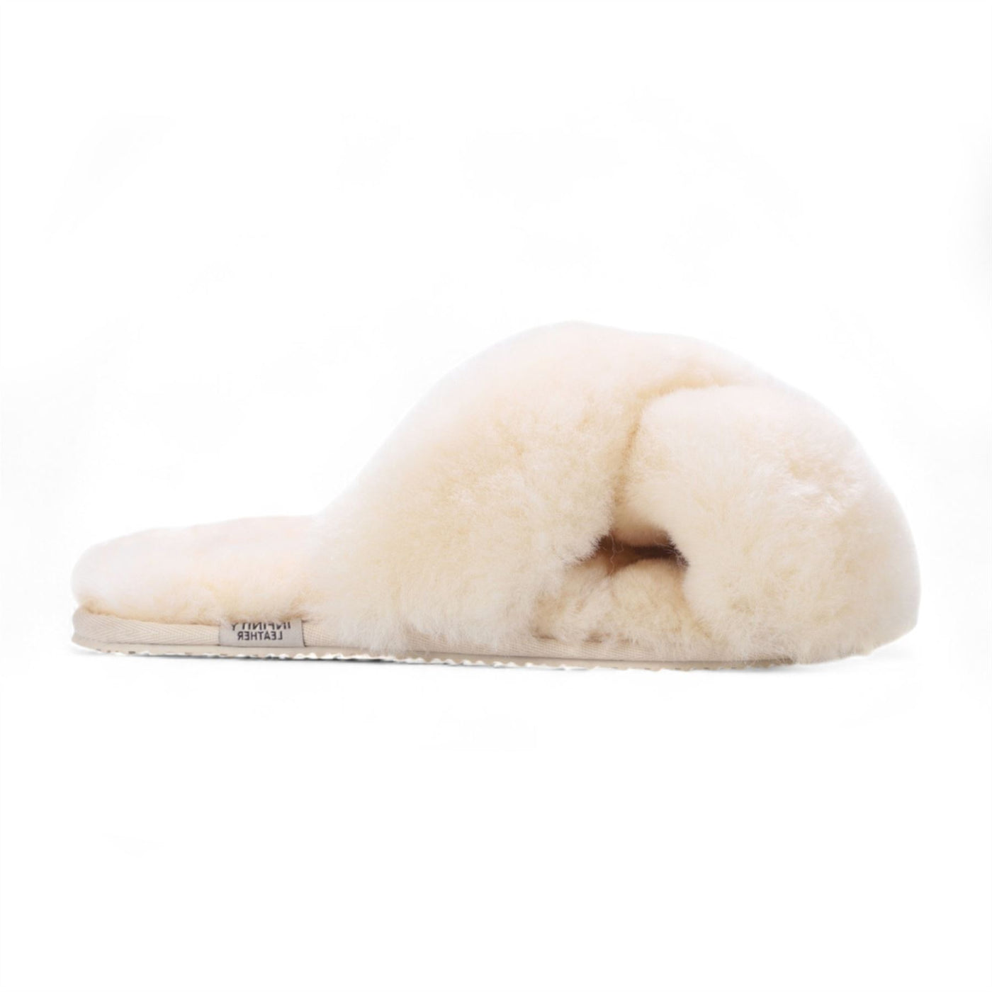Women's Sheepskin Slippers Beige Warm Winter Fur Crossover - Snowbelle