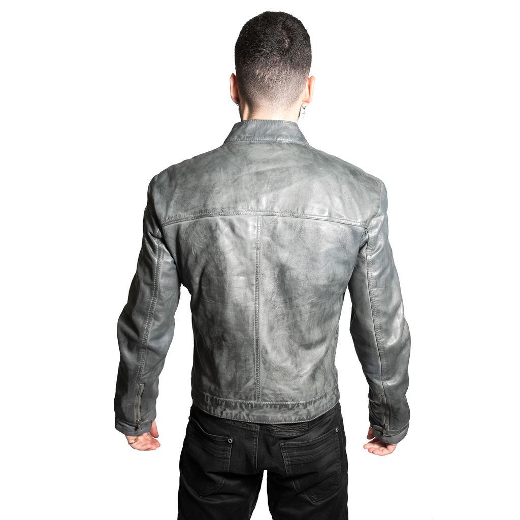 Men’s Classic Fitted Leather Biker Jacket-Austin