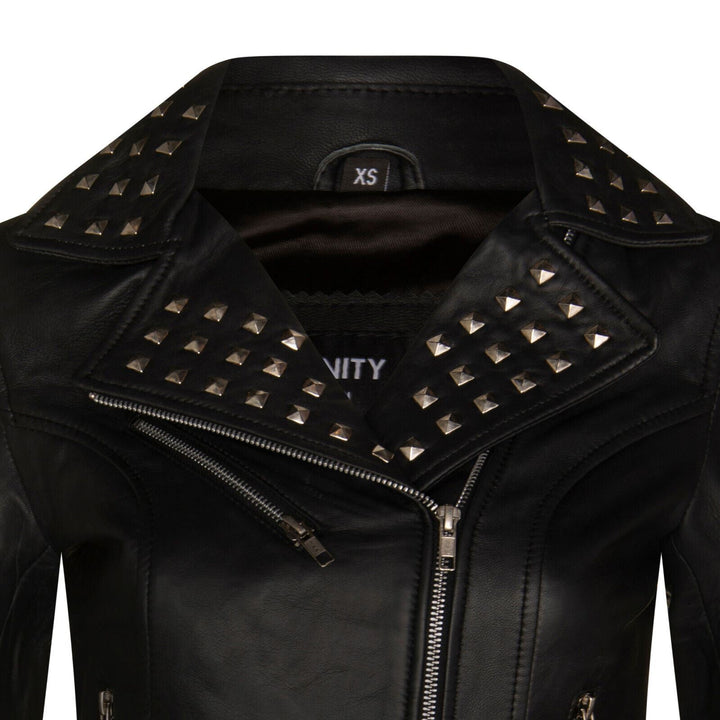 Womens Stud Goth Biker Leather Jacket-St. Albans – Infinity Leather