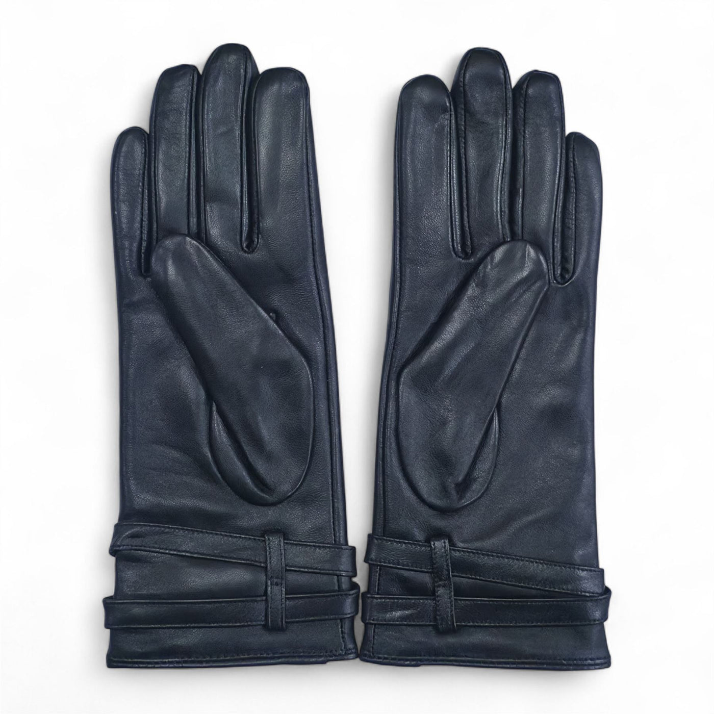Womens Italian Leather Winter Buckle Soft Wool Lining Gloves - L-GLV-601