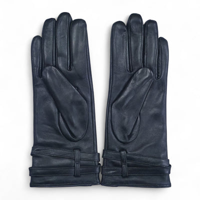 Womens Italian Leather Winter Buckle Soft Wool Lining Gloves - L-GLV-601
